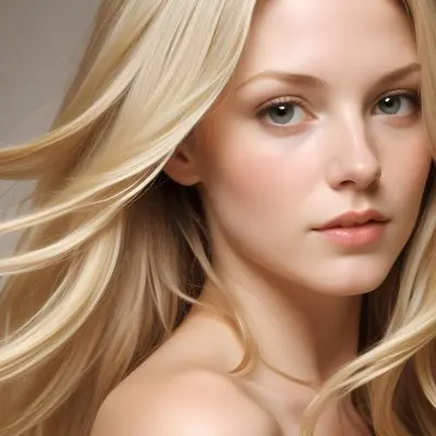 Close Up Of Long Blonde Hair Shiny And Flowing With Subtle Waves In A Studio Setting With Neutral Background 14 Ad05