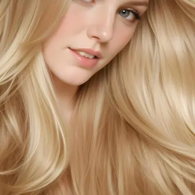 Close Up Of Long Blonde Hair Shiny And Flowing With Subtle Waves In A Studio Setting With Neutral Background 23 6682