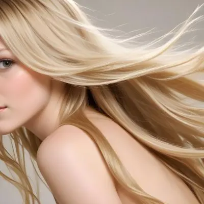 Close Up Of Long Blonde Hair Shiny And Flowing With Subtle Waves In A Studio Setting With Neutral Background 3 7982
