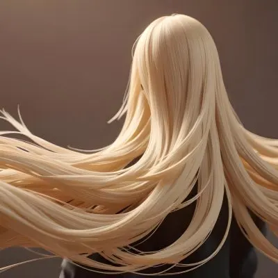 Close Up Of Long Blonde Hair Shiny And Flowing With Subtle Waves In A Studio Setting With Neutral Background 42 78c4