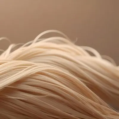 Close Up Of Long Blonde Hair Shiny And Flowing With Subtle Waves In A Studio Setting With Neutral Background 43 E924