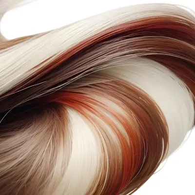 Close Up Of Red White And White Hair Strands Studio Shot White Background 1 Af37