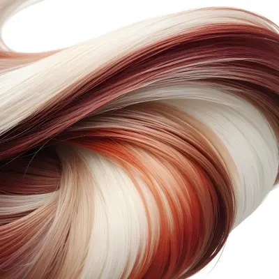 Close Up Of Red White And White Hair Strands Studio Shot White Background 10 Ce13