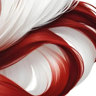 Close Up Of Red White And White Hair Strands Studio Shot White Background 11 B23a