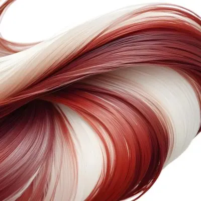 Close Up Of Red White And White Hair Strands Studio Shot White Background 18 1aa8
