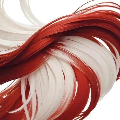 Close Up Of Red White And White Hair Strands Studio Shot White Background 2 541d