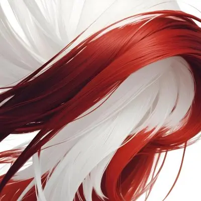 Close Up Of Red White And White Hair Strands Studio Shot White Background 5 E4c6