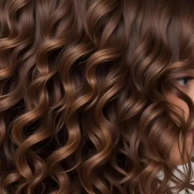 Closeup Of Wavy Curly Brown Hair 7 D496