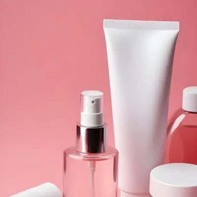Cosmetic Bottles And Tubes Of Different Sizes And Shapes On A Pink Background Some Of Them Are White And Transparent 16 53ab D135