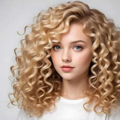 Curly Blonde Hair On A White Background 20 55be