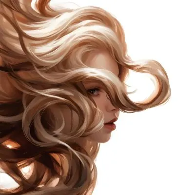 Curly White Hair Strands Light Reflections White Background 28 134e
