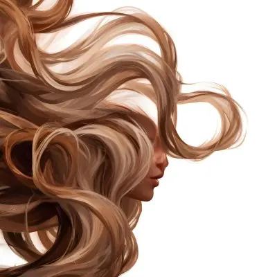 Curly White Hair Strands Light Reflections White Background 31