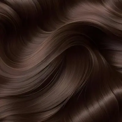 Dark Brown Wavy Hair Strands Shiny And Smooth Texture Creating A Flowing Pattern Against A Plain Neutral Background 25