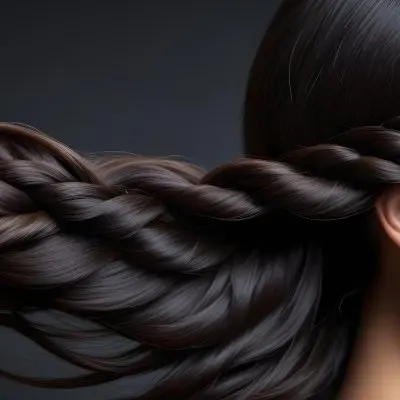Dark Shiny Hair With Smooth Flowing Strands Showcasing Intricate Braiding And Texture With A Blurred Background 73 3ce1