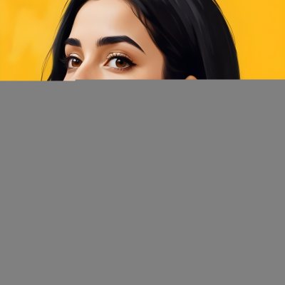 Digital Painting A Middle Eastern Woman 25 Years Old Long Black Hair Wearing A Yellow Polka Dot Dress And Golden Earrings On A Yellow Background Bold And Slim Lines Brush Strokes 34 E057