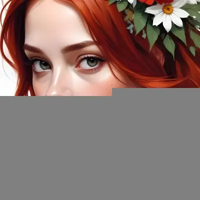 Digital Painting A White Girl 21 Years Old Red Hair Red Lips Flowers In Her Hair White Background Bold And Slim Lines Brush Strokes 19 261a