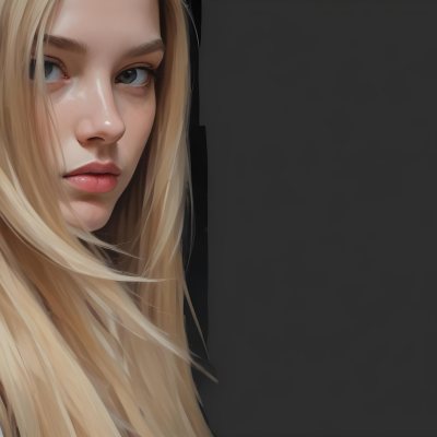 Oil Painting A Young Woman With Long Straight Blonde Hair Partially Obscured By Her Hair She Has Light Skin And Is Looking Towards The Camera The Background Is A Solid Dark Color Creative Extremely Detailed Brush 22 08f8