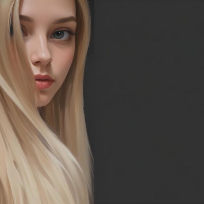 Oil Painting A Young Woman With Long Straight Blonde Hair Partially Obscured By Her Hair She Has Light Skin And Is Looking Towards The Camera The Background Is A Solid Dark Color Creative Extremely Detailed Brush 8 3d42