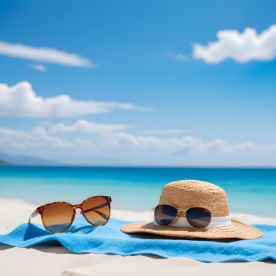 Straw Hat And Sunglasses