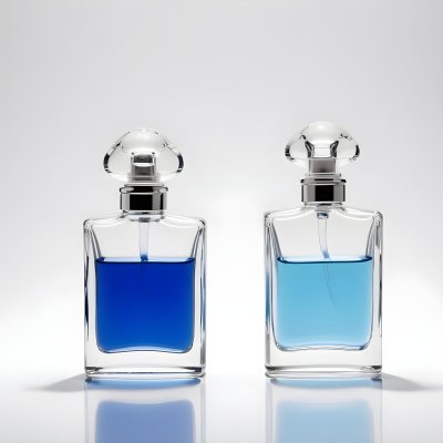 Two Perfume Bottles One With A Blue Liquid And The Other With A White Liquid White Background 2 1597
