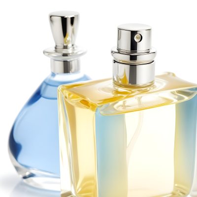 Two Perfume Bottles One With A Blue Liquid And The Other With A White Liquid White Background 29 1113