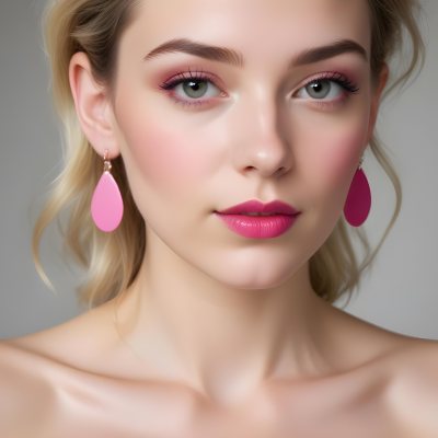 Watercolor Painting White Woman 25 Years Old With Pink Lips And Earrings In A Studio Creative Detailed Brush Stroke Minimal Spalsh 22 2d87