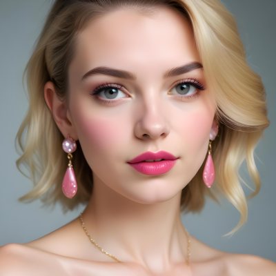 Watercolor Painting White Woman 25 Years Old With Pink Lips And Earrings In A Studio Creative Detailed Brush Stroke Minimal Spalsh 34 Ed63