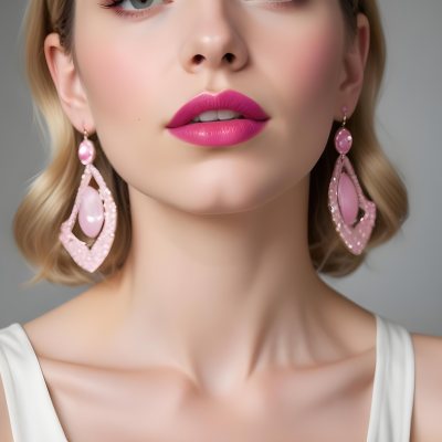Watercolor Painting White Woman 25 Years Old With Pink Lips And Earrings In A Studio Creative Detailed Brush Stroke Minimal Spalsh 44 8a3f