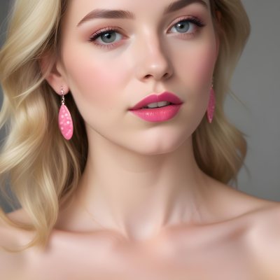 Watercolor Painting White Woman 25 Years Old With Pink Lips And Earrings In A Studio Creative Detailed Brush Stroke Minimal Spalsh 46 Fa76