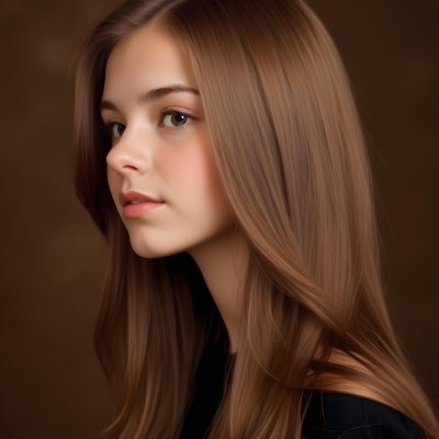 White Girl 13 Years Old Light Skin Long Brown Hair In A Brown Background 1 A597