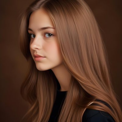 White Girl 13 Years Old Light Skin Long Brown Hair In A Brown Background 10 3540