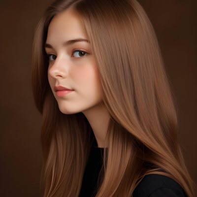White Girl 13 Years Old Light Skin Long Brown Hair In A Brown Background 14 F974