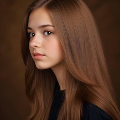 White Girl 13 Years Old Light Skin Long Brown Hair In A Brown Background 16 938a