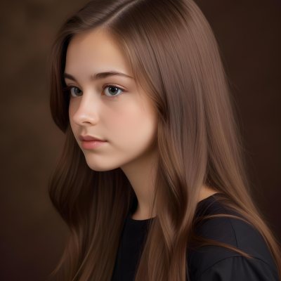 White Girl 13 Years Old Light Skin Long Brown Hair In A Brown Background 21 0860