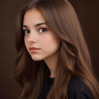 White Girl 13 Years Old Light Skin Long Brown Hair In A Brown Background 22 7094