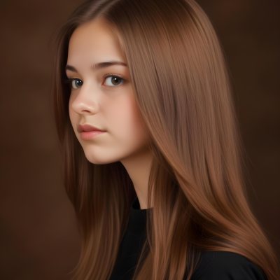 White Girl 13 Years Old Light Skin Long Brown Hair In A Brown Background 25 F74e