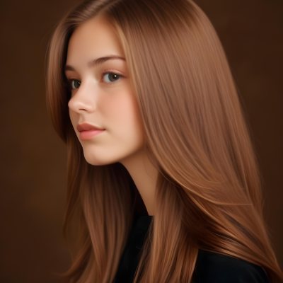 White Girl 13 Years Old Light Skin Long Brown Hair In A Brown Background 5 800e