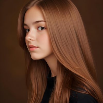 White Girl 13 Years Old Light Skin Long Brown Hair In A Brown Background 7 D489