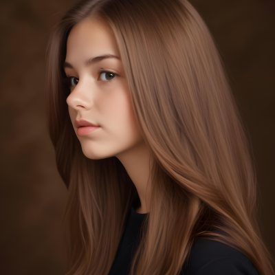 White Girl 13 Years Old Light Skin Long Brown Hair In A Brown Background 9 55b0