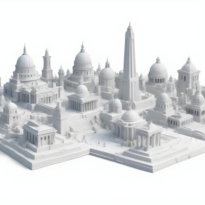 3d Model World Monuments In White Background Figure Octane Render Volumetric Highly Detailed Videogame Aesthetic 23 08ef