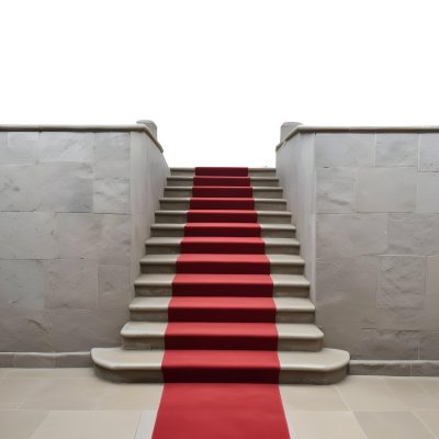 A Stone Staircase With A Red Carpet 10 F82f