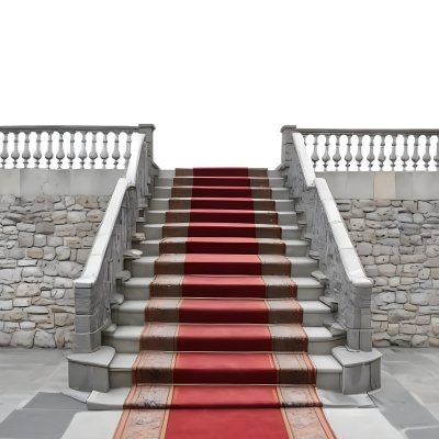 A Stone Staircase With A Red Carpet 17 01ec