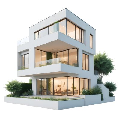 Modern Minimalist Green Three Story House