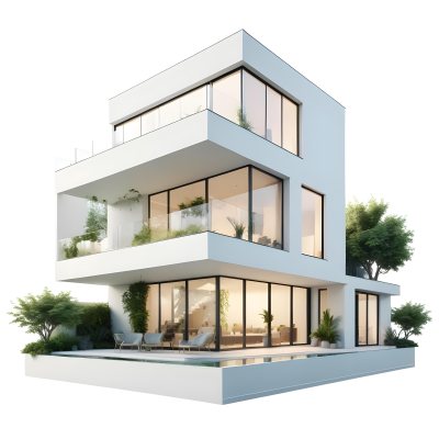 Modern Minimalist Green Three Story House With Large Windows And Green Roof Surrounded By Green Trees And Plants Bright Sunlight Clean Lines Open Floor Plan Outdoor Seating Area 62 Deec