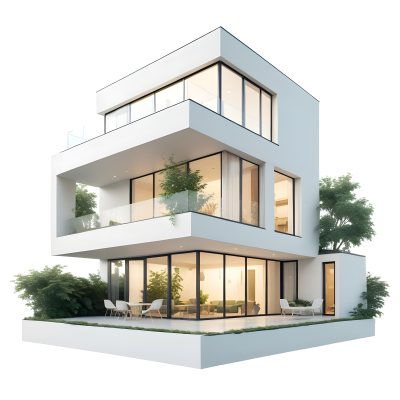 Modern Minimalist Green Three Story House With Large Windows And Green Roof Surrounded By Green Trees And Plants Bright Sunlight Clean Lines Open Floor Plan Outdoor Seating Area 86 D19f