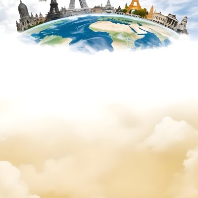 Oil Painting Earth Globe With Famous Monuments On Top Clouds Background Creative Extremely Detailed Brush Stroke 21 2fa6