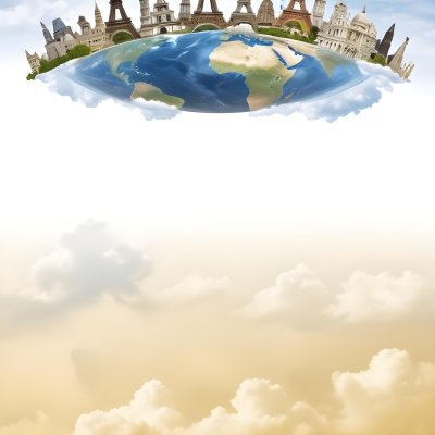 Oil Painting Earth Globe With Famous Monuments On Top Clouds Background Creative Extremely Detailed Brush Stroke 29 38be