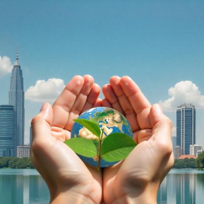 Two Hands Holding A Green Sprout In The