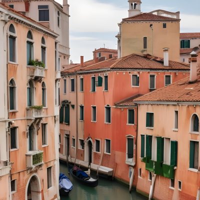 Venice Buildings With Red Roofs And Green Windows Canal In The Middle 42 276e