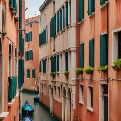 Venice Buildings With Red Roofs And Green Windows Canal In The Middle 54 1e39